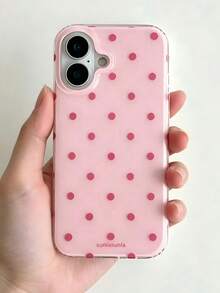 Casing Ponsel Modis, Desain Minimalis dan Lucu, Motif Polkadot Hitam Putih, Cocok untuk iPhone Seri 11 hingga 17, Termasuk Versi Pro dan Max. - Berwarna merah muda - View 3