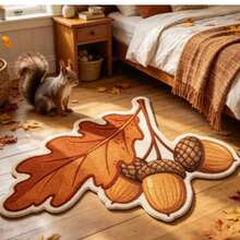 1pc Brown Chestnut Rug, Autumn/Winter Thickened Decorative Carpet, Small Bedroom Decor Rug, Home Decor Living Room Carpet - Multicolor - View 6