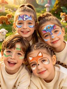 STARTTOOS 9pcs Glitter Temporary Face Tattoo Stickers For Kids And Adults - Water Transfer Leopard, Mermaid, Deer, Unicorn, Fox, For Halloween Body Painting Makeup Decoration - Multicolor - View 5