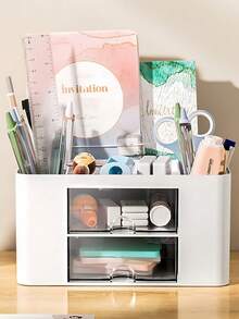 Large Capacity Multi-Function Storage Rack Tool Box Style Wall-Mounted Organizer Portable Jewelry Stand Stationery Office Supplies Cosmetics Pen Holder Office Supplies Cosmetics Room Decor Bathroom Accessories Travel Essentials Back To School - Multicolor - View 11
