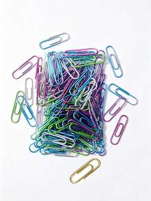 100pcs Colorful Paper Clips, Medium Size, Assorted Colors, PVC Coated Metal Paper Clips, Plastic Coated Paper Clips, Silver Paper Clips, Office Supplies, Cartoon Shaped Bookmarks, Book Clips, Suitable For Office, School And Personal File Organization, Back To School Essential - Multicolor - View 10