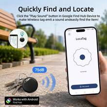 RSH Tag Pintar Pelacak Udara untuk Android, Kompatibel dengan Aplikasi Pusat Pencarian Android (Membutuhkan Sistem Android 9+), Pelacak Cerdas Anti-Hilang Global untuk Kunci, Koper, Perlindungan Privasi, Baterai Dapat Diganti, Hadiah Liburan - Hitam - View 3