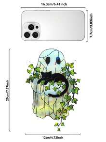 1pc Painted Glass Window Decoration, Sunlight Capture Device, Acrylic Wall Decoration, Gothic Flower Circular Light Capture Pendant, Halloween Home Indoor Window Party Decoration - Ghost C - View 13