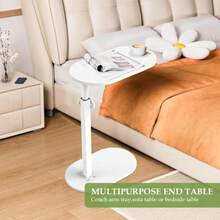 Mesa Auxiliar Ajustable con Soporte Giratorio, Mesa Lateral para Sofá, 42-82 cm de Altura, Estructura de Metal, para Estudiar, Trabajar Desde Casa, Salón, Dormitorio - Multicolor - Ver 8