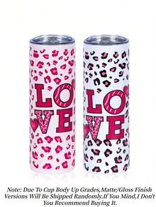 1 pièce Gobelet isotherme en acier inoxydable avec imprimé léopard et lettre LOVE, grande capacité, portable et facile à nettoyer, tasse pour boissons chaudes et froides, cadeau de vacances, cadeau d'anniversaire, convient pour les voyages en plein air, la maison, le bureau et la rentrée scolaire - Multicolore - Voir 11