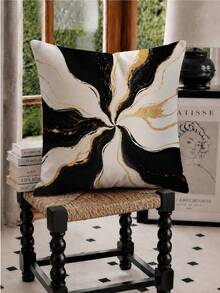 1 Stück Schwarz & Weiß Gold Flüssig Marmor abstrakter Wellendruck Kissenbezug [Kissenfüllung nicht enthalten], 40*40cm/45*45cm/50*50cm, [Einseitiger Muster] aus Polyestermaterial Schwarz & Gold Quicksand Kunst Kissenbezug Raumdekoration, Heimdekoration, Schlafzimmerdekoration, Raumdekoration für Sofa, Wohnzimmer, Schlafzimmer, Auto, Büro, Hotel, B&B Dekoration Kissenbezüge perfektes Geschenk für Familie und Freunde - Verschiedenfarbig - Übersicht 4