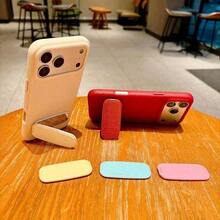 Mini Foldable Stand Faux Leather 1pc Texture Mirror Makeup Mirror Phone Holder Fashionable Adhesive Horizontal/Vertical Dual-Use Portable Desktop Stand Valentine's Day Gift - Multicolor - View 9