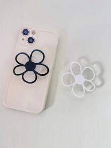 Creative Flower Back Adhesive Push-Pull Phone Stand, Retractable 360° Rotating Flower Slouchy Bracket, Universal - Black - View 8