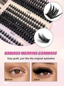 Asiteo 1055pcs Large Capacity Eyelash Book, 4-In-1 Eyelashes, 100D-200D/Pointed Natural & Voluminous Style, Korean/Medusa/Angel/Fairy Lash Clusters, D Curl, Beginner Starter Kit, Easy DIY Wear, Suitable For Beginners, Daily Wear, Holidays - D - View 6
