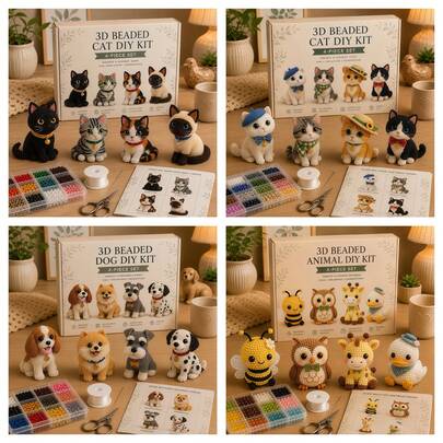 3D Beaded Pet DIY Kit, Suitable For Handmade Home Desktop Decor, Hobby Gift