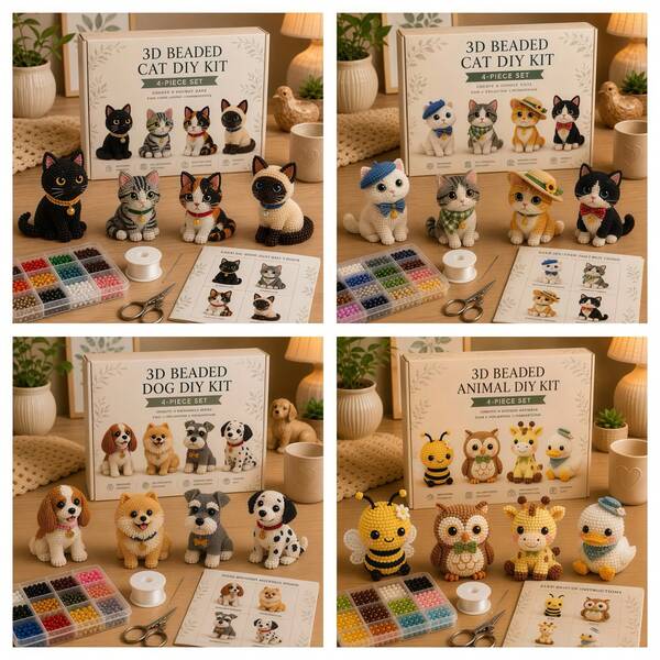 3D Beaded Pet DIY Kit, Suitable For Handmade Home Desktop Decor, Hobby Gift