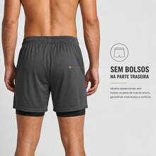 2-In-1 Double Sports Dry Fit Shorts With Pocket Gym Shorts Sports Shorts - Dark Grey - View 6