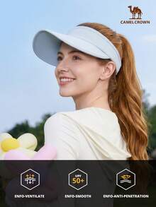 CAMEL CROWN New Summer Mini Roll Visor Hat, UPF50+ High UV Protection Sun Hat, Full Coverage Anti-UV Wide Brim Visor Cap - Ice Mist Blue - View 2
