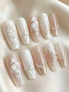 1pc Rose Bouquet Bow Ribbon 3D Carved Nail Art Silicone Mold - Clear - View 5