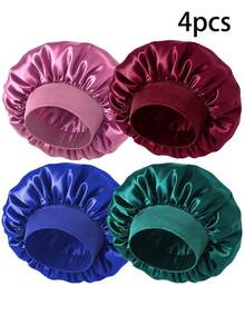 CONFLASS Women's Satin Sleep Cap - Solid Color Stretchy Wide-Brimmed Hair Care Cap, Soft Breathable Silky Fabric, Non-Slip Comfortable Design, Suitab - Dusty Pink - View 10