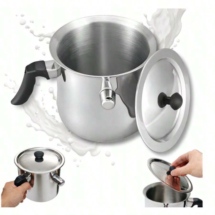 1.6L Stainless Steel Milk/Rice Pot With Whistle – Gas & Induction Compatible - View 1
