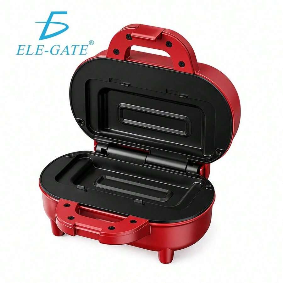 Grill de Contacto Compacto Rojo para 1-2 Sándwiches, Recubrimiento Antiadherente Antideslizante, Fácil Limpieza para Paninis Quesadillas - Rojo - Ver 1