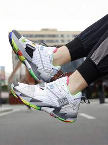 Men's Basketball Shoes, Breathable, Anti-Slip, Shock-Absorbing, Suitable For Basketball, Jogging, Daily Wear - White Cement - View 9