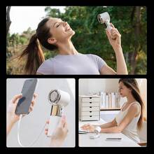 SULVGO 內建 2*3000mAh 電池或內建 2*4500mAh 電池可供選擇：11000RPM 100段可調風量，內建延長線供設備充電，超便攜可折疊掛脖風扇，旅行禮物首選 - 彩色 - 查看 12