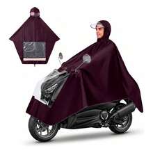 Motorcycle Poncho Rain Suit With Hood And Clear Visor, Full Coverage For Rider And Bike, Reusable, Lightweight, Practical For Rain And Daily Use - Came - View 1