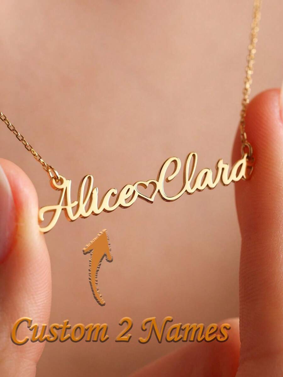 Double Name Heart Necklace, Exquisite Family Necklace, 2 Names Necklace, Personalized Jewelry, Anniversary Gift, Mother's Day Gift, Gift For Her - Multicolor 3 - View 1