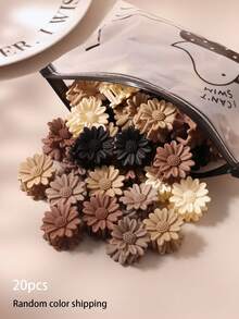 10/20/30pcs Brown 2.5cm Daisy Hair Claw Clips Small Size Side Bangs Hair Clips Casual Versatile Hair Accessories (Random Color) - Multicolor - View 7