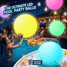 1pc LED Glowing Pool Balloon, 16 Color Remote Control Inflatable Beach Ball, Glowing Water Ball, Summer Pool Party Outdoor Entertainment Decoration, Creative Night Light, Inflatable Decoration Suitable For Beach, Lawn, Yard - Water Balloon - View 7