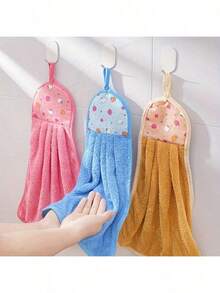 10/8/5/3/1pcsCoral Fleece Dish Towel Set, With Hanging Loop, Suitable For Drying Hands, Washing Dishes, Bathroom Cleaning, Tea Towel, Soft Hand Towel, Absorbent Cleaning Cloth, Hanging Cloth, Kitchen Accessories Random Colors - Multicolor - View 4