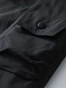 Jaket Pria Kasual Serbaguna Longgar Fungsional Berkerudung untuk Musim Gugur/Dingin, Cocok untuk Pakaian Sehari-hari dan Olahraga Luar Ruangan - Hitam - View 10