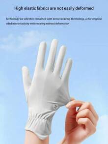 1 Set New Multi-Color Ice Silk Sun Protection Gloves, All-Season Elastic Women's UV-Resistant Breathable Anti-Slip Cool Thin Long Outdoor Sun Protection Ice Silk Gloves - Multicolor - View 3