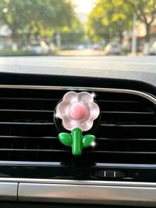 3pcs Cute Crystal Flower Car Air Vent Clip Aromatherapy Clip Decorative Ornament Women's Car Accessories - A - View 5