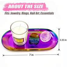1pc Stainless Steel Disinfection Tray, Oval Mirror Metal Surface, Suitable For Storing Tattoo Tools, Nail Art Tools Accessories Or As Home Desktop Storage Tray - Gold - View 4