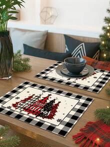 1/2/4/5/6/8pcs Digital Printed Placemats, Christmas Series Pattern Printed Placemats Table Decor, Suitable For Daily, Holiday, Party, Birthday, Wedding, Dinner, Kitchen, Dining Room And Home Textile Decoration - Multicolor - View 7
