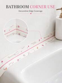 1pc Transparent Decorative Sealing Tape, Cute Cloud & Balloon Pattern Self-Adhesive Sealing Strip, Suitable For Sink, Toilet, Countertop And Window Sill Edges, Easy To Clean - Transparent Colored Balloon Style - View 3
