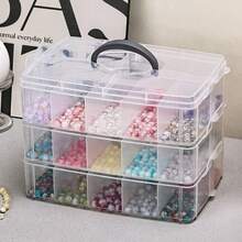 1/3/4/5pcs Portable Compartment Jewelry Storage Box, Multi‑Grid Hand‑Held Travel Organizer, Dust‑Proof Stackable Clear Plastic Container For Earrings Rings Beads Building Blocks Small Sundries, Home & Travel Use - Clear - View 6
