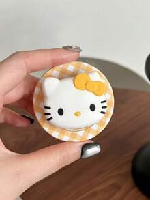 SANRIO 1PC Plaid 3D Kitty Cat Head Magnetic Phone Stand, Compatible With Phone Case, Anti-Drop, Strong Magnetic Adsorption, Retractable Desktop Stand - Multicolor - View 7