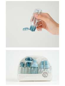 Set Botol Isi Ulang Perawatan Kulit Portabel Mini untuk Perjalanan, Botol Semprot & Pompa Biru Transparan, Wadah Krim, Corong, Sendok, Set Lengkap untuk Losion, Toner, Pembersih Riasan, Perjalanan & Perjalanan Bisnis - MultiWarna - View 9