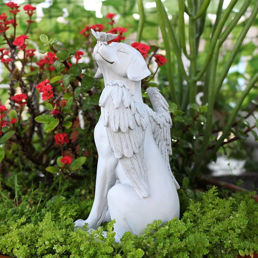1pc/3pcs Garden Resin Statue Set, Angel Wing Dog, Fishing Gnome, Parent-Child Owl Sculptures, Waterproof Outdoor Decor, Suitable For Yard, Patio, Tree Trunk, Bonsai And Lawn Micro Landscape Decoration