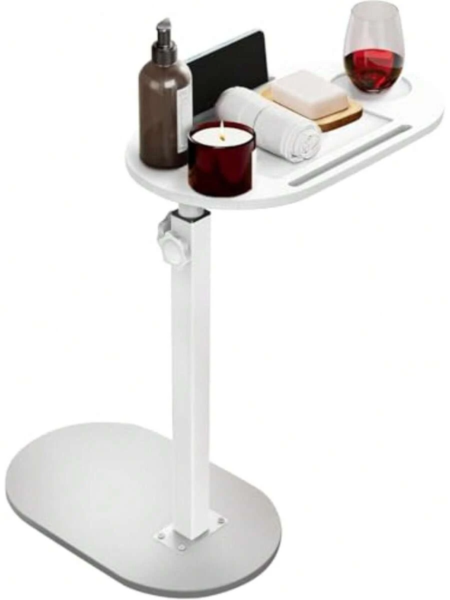 Mesa Auxiliar Ajustable con Soporte Giratorio, Mesa Lateral para Sofá, 42-82 cm de Altura, Estructura de Metal, para Estudiar, Trabajar Desde Casa, Salón, Dormitorio - Multicolor - Ver 1
