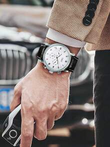 JARAGAR 1pc Men's Fashion Aviator Multi-Function Automatic Mechanical Watch With 24-Hour Date Display And Small Dial, Top Brand Sports Business Casual Wristwatch - White - View 9