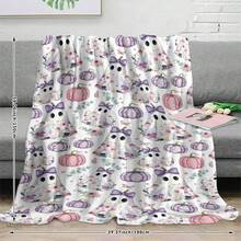 1 pieza Manta con estampado de lazo floral, fantasma y calabaza, simple y cómoda, antibacteriana y engrosada, decoración del hogar, adecuada para sofá, cama, sala de estar, viaje, oficina, manta chal, manta para siesta, manta para aire acondicionado, manta para cama, manta para camping, manta para decoración de pared de fondo, regalo ideal, regalo diario, regalo de cumpleaños - Multicolor - Ver 12