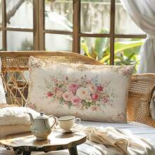 1 Stück Vintage Französische Rose Blumen Kissenbezug, einseitig bedrucktes Pfirsichhaut-Samtmaterial, 30*50/40*60CM Kissenbezug geeignet für moderne minimalistische Sofa Wohnzimmer Dekoration, Party Dekoration, Geschenk - Verschiedenfarbig - Übersicht 7