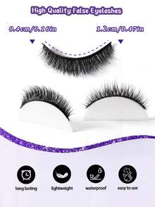 10 Pairs Of Individually Packaged 3D Stereoscopic, Natural Soft Voluminous Short False Eyelashes - Black - View 5