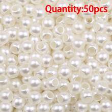 10-200pcs Beige Large Hole Faux Pearl Acrylic Beads DIY Jewelry Making Bracelet, Necklace, Keychain Pendant Other Handicraft Material Accessories - Large Hole Faux Pearl - View 15