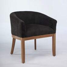 Mid-Century Modern Upholstered Barrel Dining Chairs With Arms - Grey - View 6