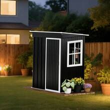 Stylish Modern Metal Garden Shed – 152.4 * 91.44 Cm Waterproof Galvanized Steel Storage Unit With Clear Window, Smooth Sliding Door, Secure Lock & Lean-To Design For Patio, Backyard Or Outdoor Utility Use – Compact, Rust-Resistant, Easy Assembly, Spa - 256.03*173.43*228.6cm - View 11