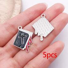 5/12 piezas Dijes de esmalte gótico Dragón Cuervo Murciélago Gato Polilla Rosa Lápida Colgantes para DIY Halloween Pulsera Collar Pendiente Suministros para hacer joyas - Negro - Ver 11