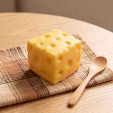 Realistic Hole Cheese Squishy Cube, Soft Stretchable Slow Rebound Fidget Prop, Mini Food Ornament Stress Release Toy For Office Decor Gift - Multicolor - View 3