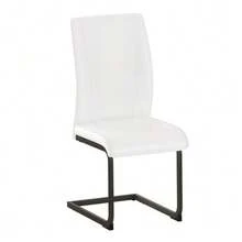 2-Piece Set Of White Faux Leather Dining Chairs: Black Metal Legs - 白色 - 查看 6