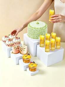 1/6pcs Acrylic Buffet Display Stand, Food Display Rack, Suitable For Buffet Table, Hollow Bottom Dessert Cube Box, White Cube Desktop Storage Rack Storage Box, Suitable For Party, Wedding And Other Holiday Dessert And Cake Display - Multicolor - View 12